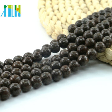 L-0572 4-10mm Snowflake Smooth Round Brown Natural Gemstone Beads for DIY